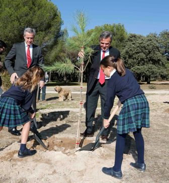 Los escolares plantan 1.000 árboles nuevos en el Monte del Pilar