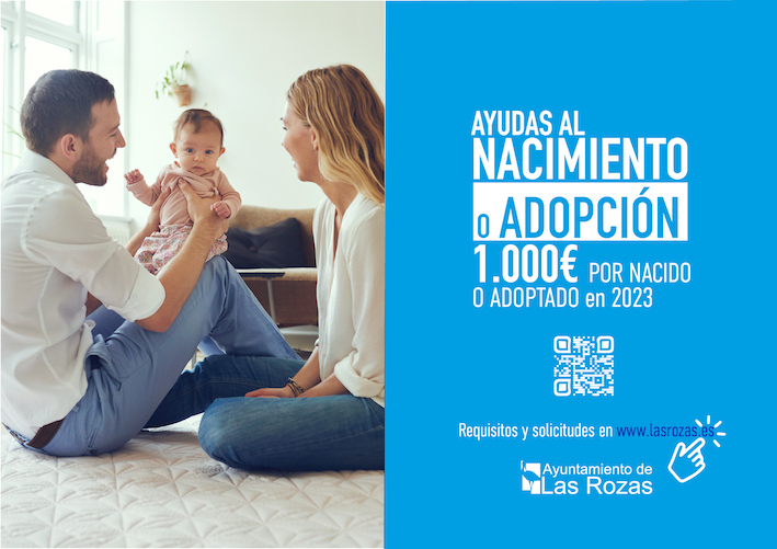 Las familias de Las Rozas recibirán 1.000 euros de ayuda por hijo nacido o adoptado en 2023