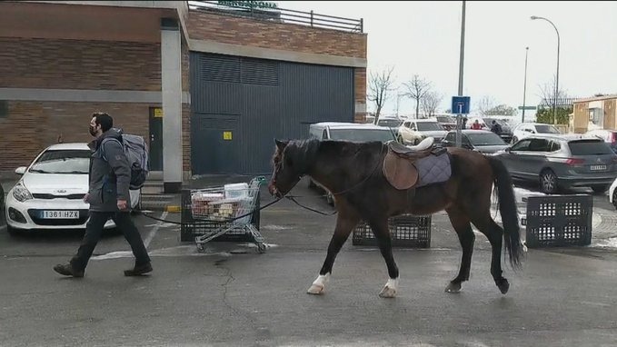 El hombre que fue con su caballo al supermercado durante la nevada Filomena