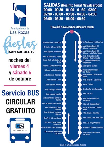 Autobuses gratuitos para las Fiestas de Las Rozas